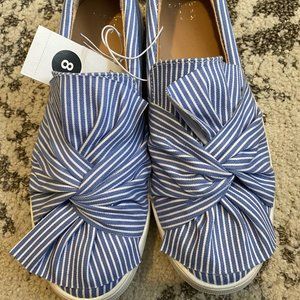 A New Day - blue and white slip-ons